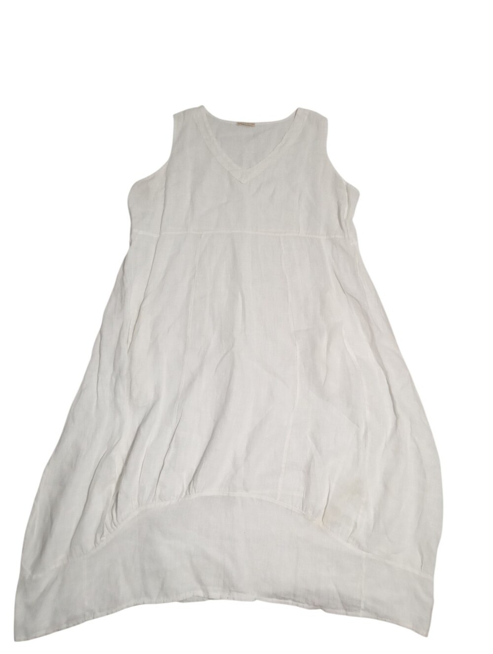 New Direction White Linen Blend Balloon Midi Dress Coastal Boho Relaxed Fit L/XL - Picture 2 of 9